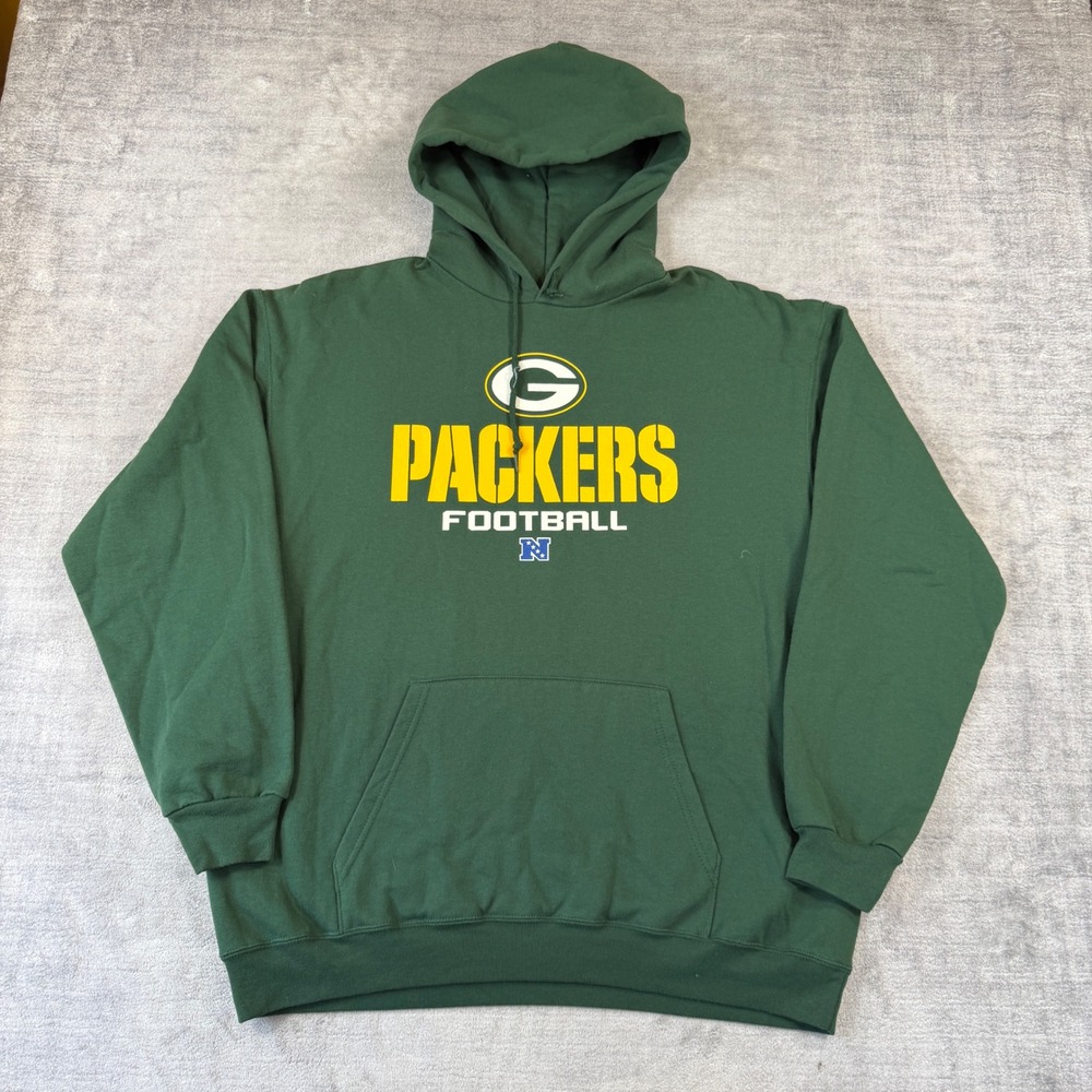 Packers Hoodie Mens Large Green Pullover NFL Team Apparel Football Sweatshirt
